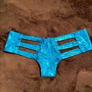 iHeartRaves Micro Cut Out Bottom S/M Holo Aqua